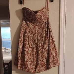 Rue21 Strapless Dress with Red and Cream Paisley
